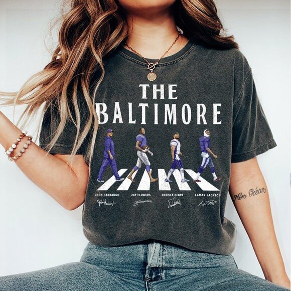 Comfort Colors Baltimore Walking Road Signatures Football Shirt, Gift For Fan169 - Picture 1 of 4